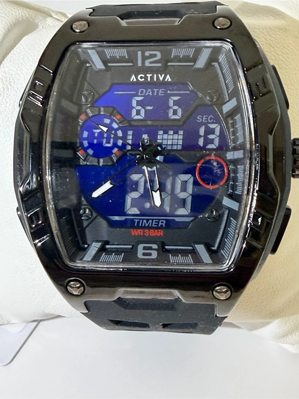 Activa Venzis Men’s  Black Digital Sports Watch With Light Up Dial 50mm